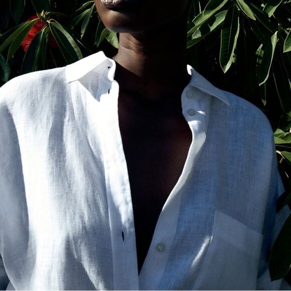 Zara White 100% linen shirt - Picture 9 of 9